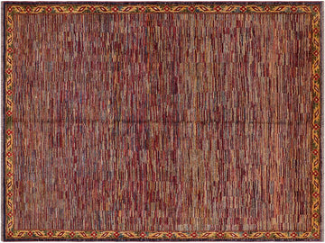 Modern Gabbeh Oralee Blue/Red Wool Rug - 8'1'' x 9'10''